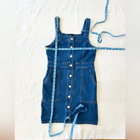 Red Sky Denim Jumper Pinafore Dress - Picture 7 of 8